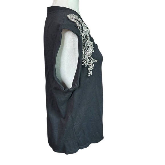 Cinq a Sept Black Embellished Muscle Tee - Picture 5 of 5